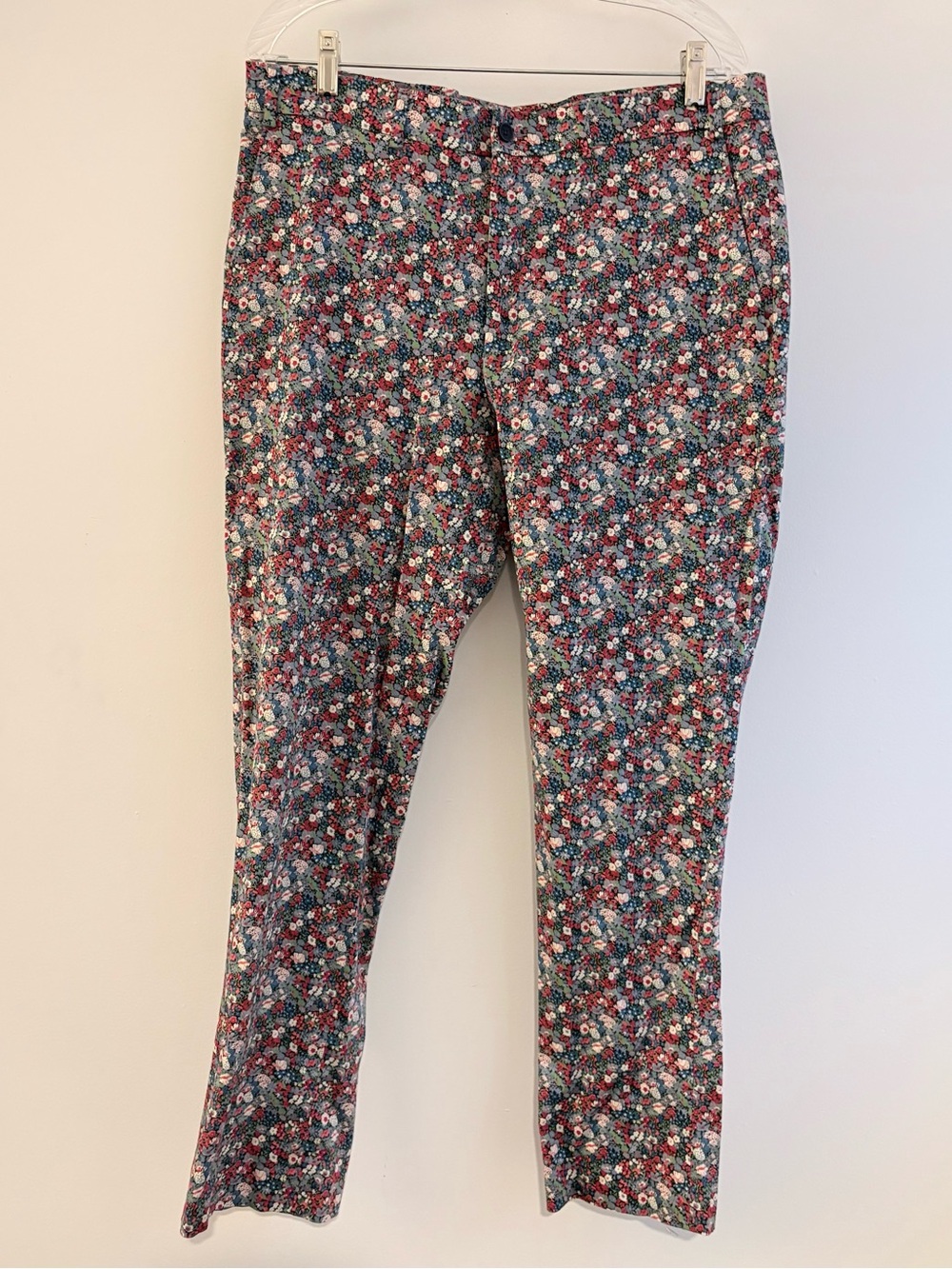 Floral print cotton stretch pants, size 36